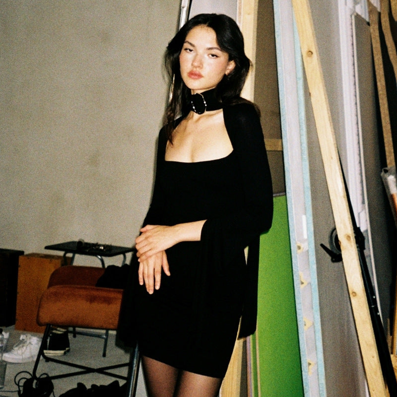 Kvinnors Miniklänning Axel-Fri Design med Förförisk Klyvning Polyester-Elastan 5