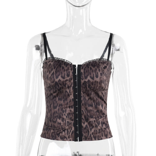 Kvinnors Bustier Topp Leopardtryck med Rüsch-detaljer Högkvalitativt Tyg-1