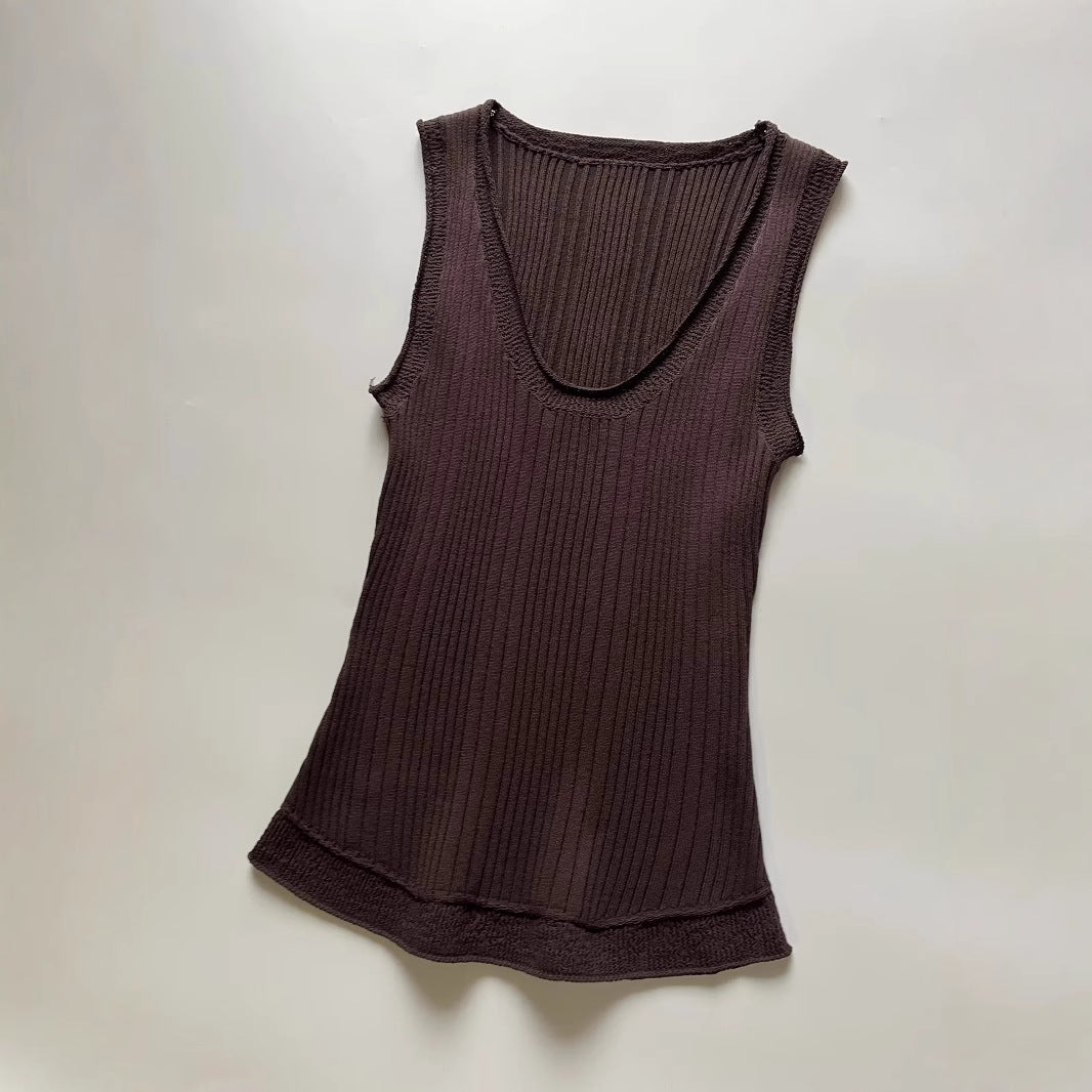 Kvinnors Festtop Djup V-hals Elastisk Ribbad Topp-3