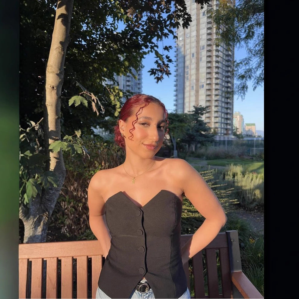 Kvinnor Bustier V-Hals Skräddarsydd Högkvalitativt Tyg 2