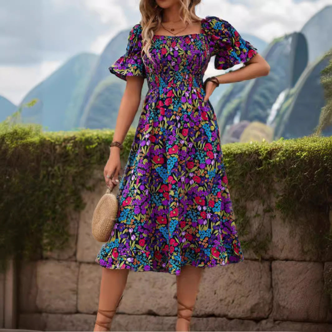 Kort Klänning Dam Off-Shoulder A-Line Polyester för Sommarens Fester-3