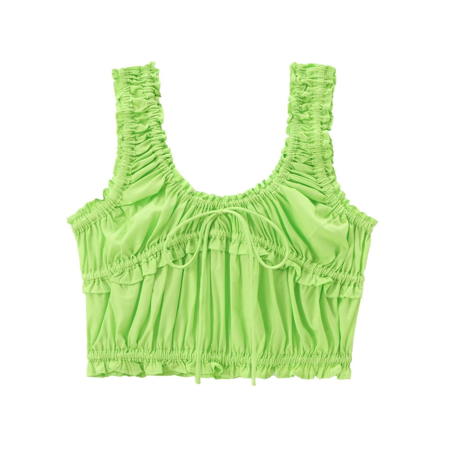 Festtoppar Dam Rynkad Polyester Trendig Spaghetti Top-3