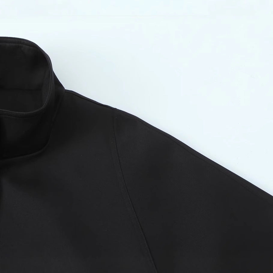 Dam Långärmad Regnrock Monokrom Vattenavvisande Tyg-4