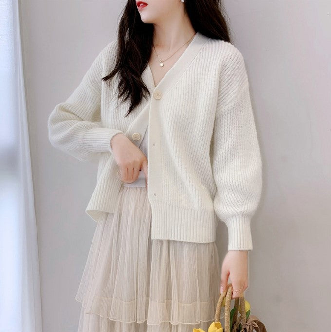Kvinnors Långärmad Cardigan V-ringning Polyester 12