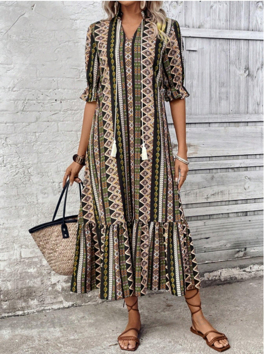 Variant image for Fina Damklänningar A-Linje V-Ringning med Petalärmar i Polyester-11