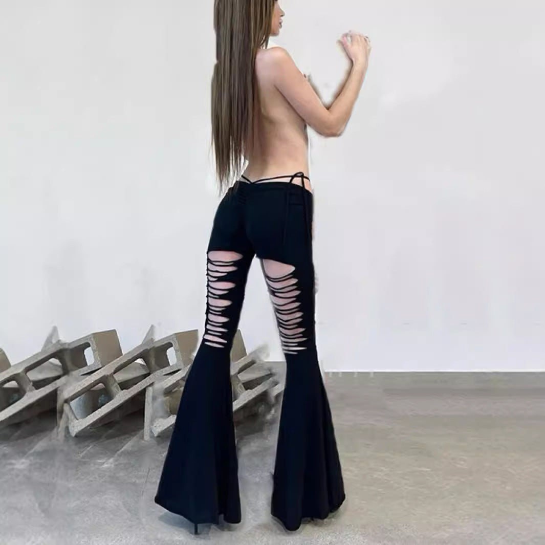 Dam Byxor Utskurna Elastiskt Material Blåst Stil 3