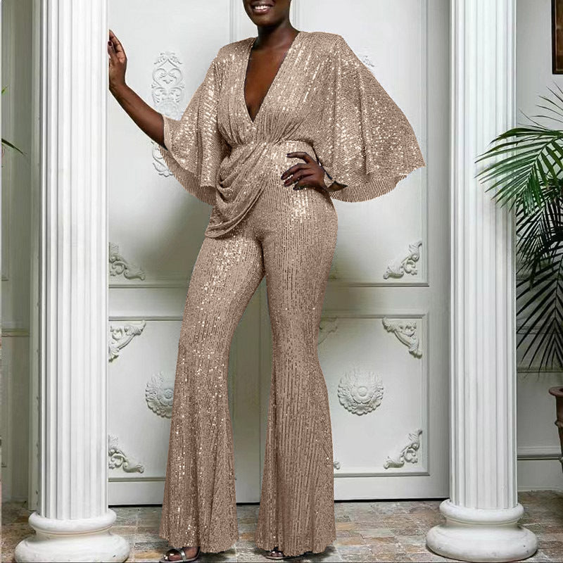 Variant image for Kvinnor Långa Byxor Elegant Polyester med Paljetter-25