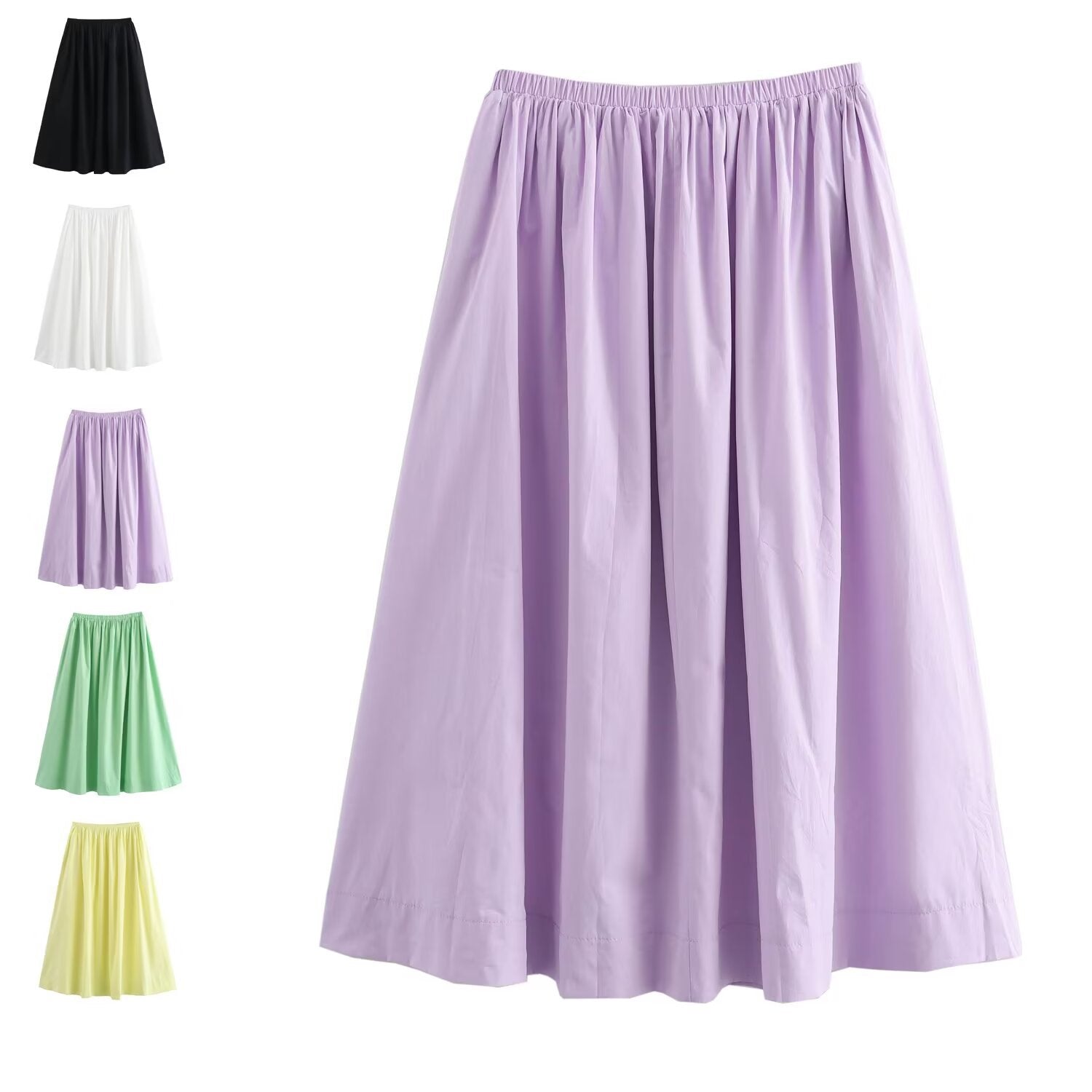 Dam Midi Kjol A-linjeformad Polyester-2