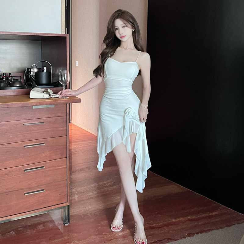 Fina Dam Klänningar Oregelbunden Blommig Design Ärmlös Kvalitetsblandning-3