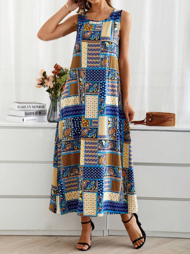 Variant image for Damklänning A-linjeformad Geometriskt Mönster Polyester-1