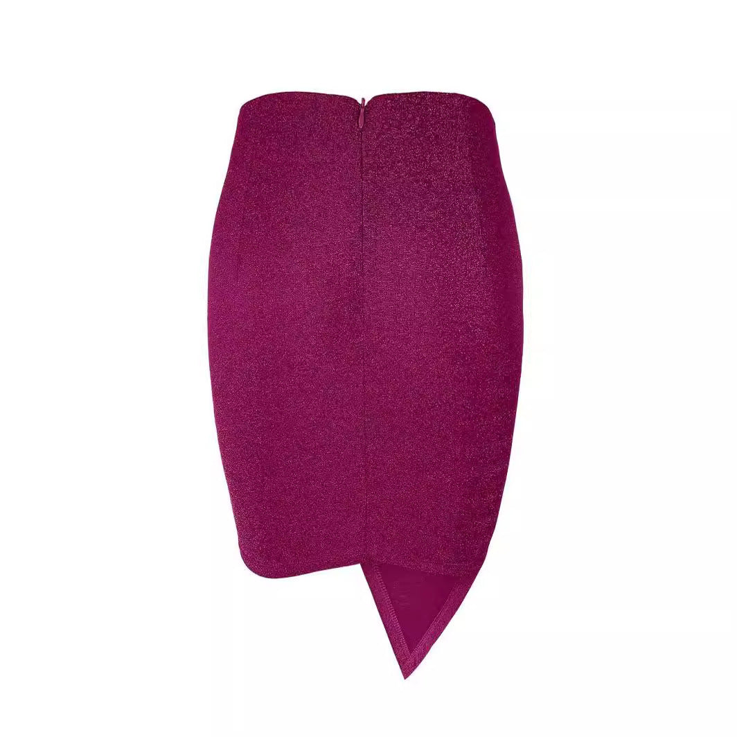 Kjol Dam Asymmetrisk Design Mjuk Tyg med Slits-4
