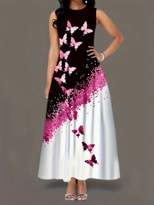 Variant image for Damklänning A-linje Djurmönster Ärmlös Polyester-16