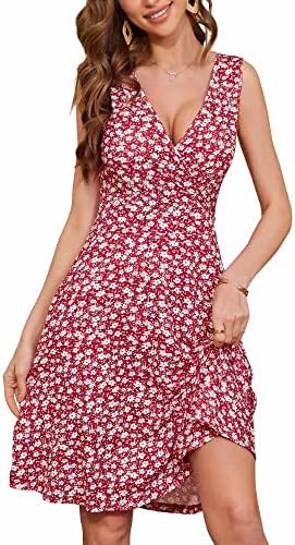 Variant image for Kvinna Fritidsklänning V-ringning Blommönster Bomull-28