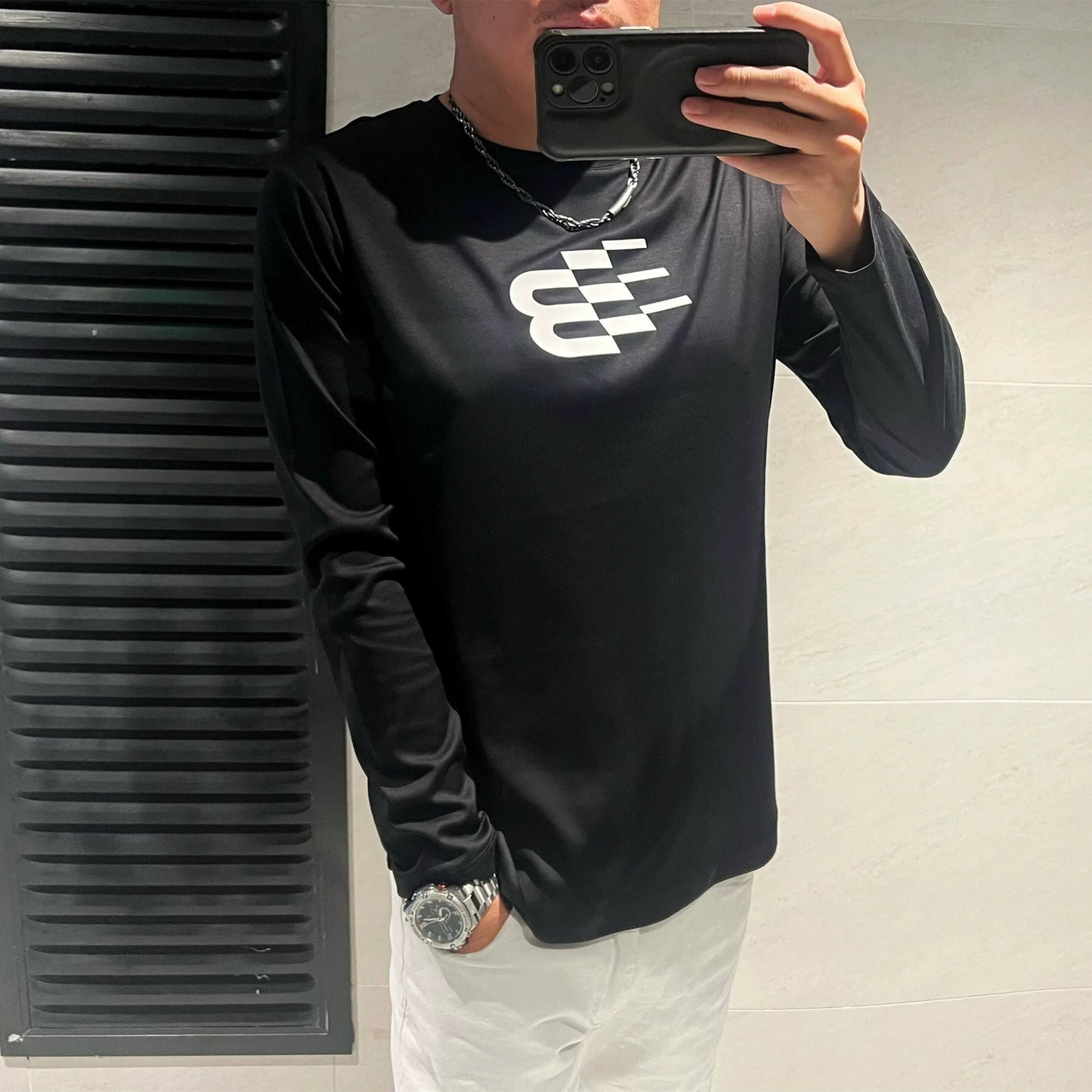 Dam Topp Långärmad Rund Halsringning i 100% Bomull med Tryckt Motiv – Trendig och Bekväm för Hösten 1