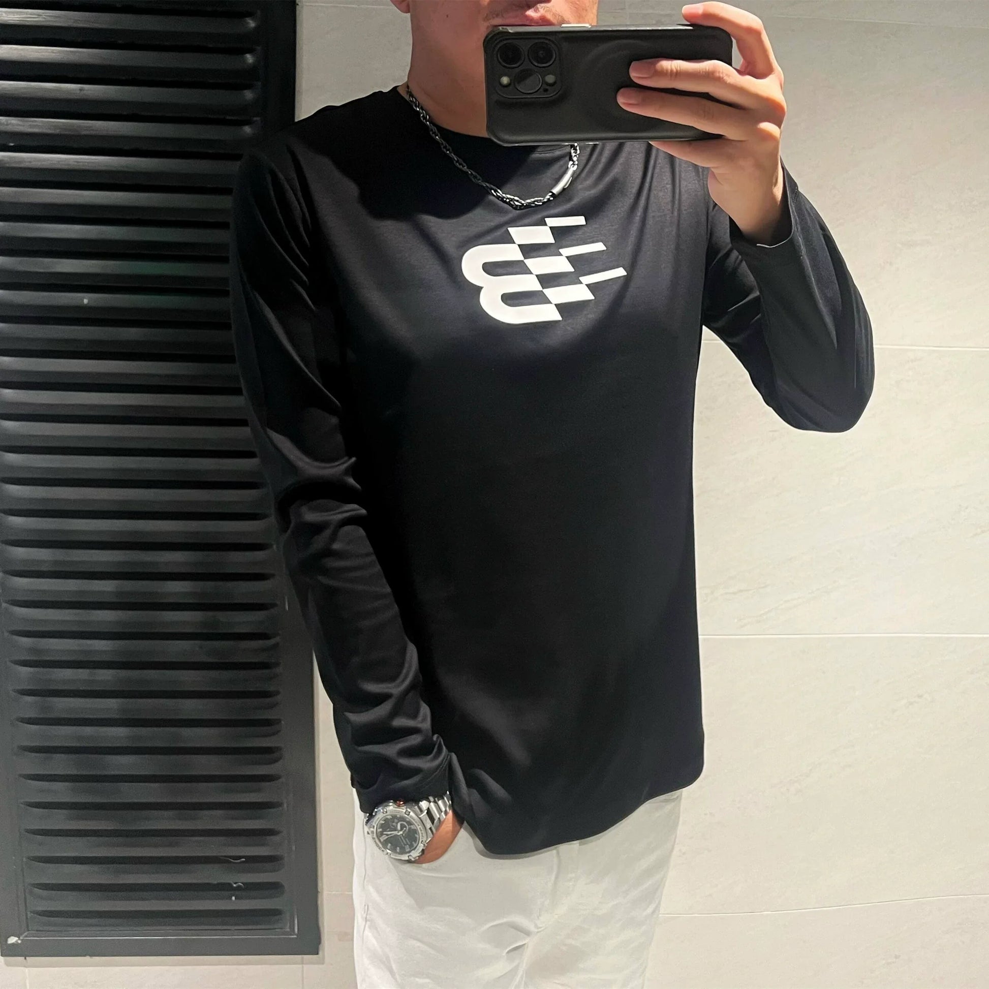 Dam Topp Långärmad Rund Halsringning i 100% Bomull med Tryckt Motiv – Trendig och Bekväm för Hösten 1