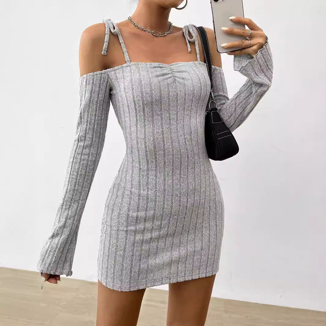 Kort A-Linjeformad Klänning Dam med En Axel – Kort Svart Sommarklänning i Polyester 2