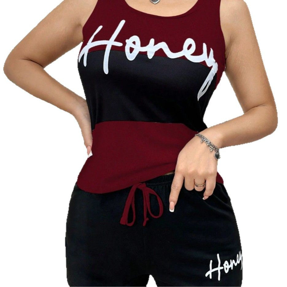 Damkläder Set: Ärmlös Topp med Tryck och Shorts i 100% Bomull för Sommarens Fritidsaktiviteter 6