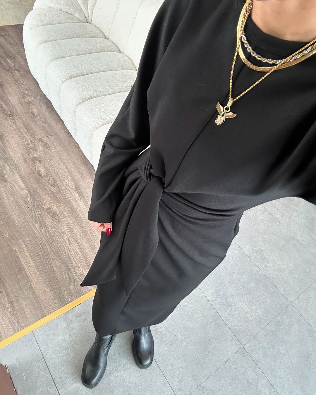 Variant image for Dam Midiklänning Slim-Fit Rund Halsringning Polyester-5