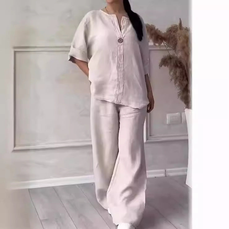 Kvinnors Långa Byxor Avslappnad Bomullslinne 6