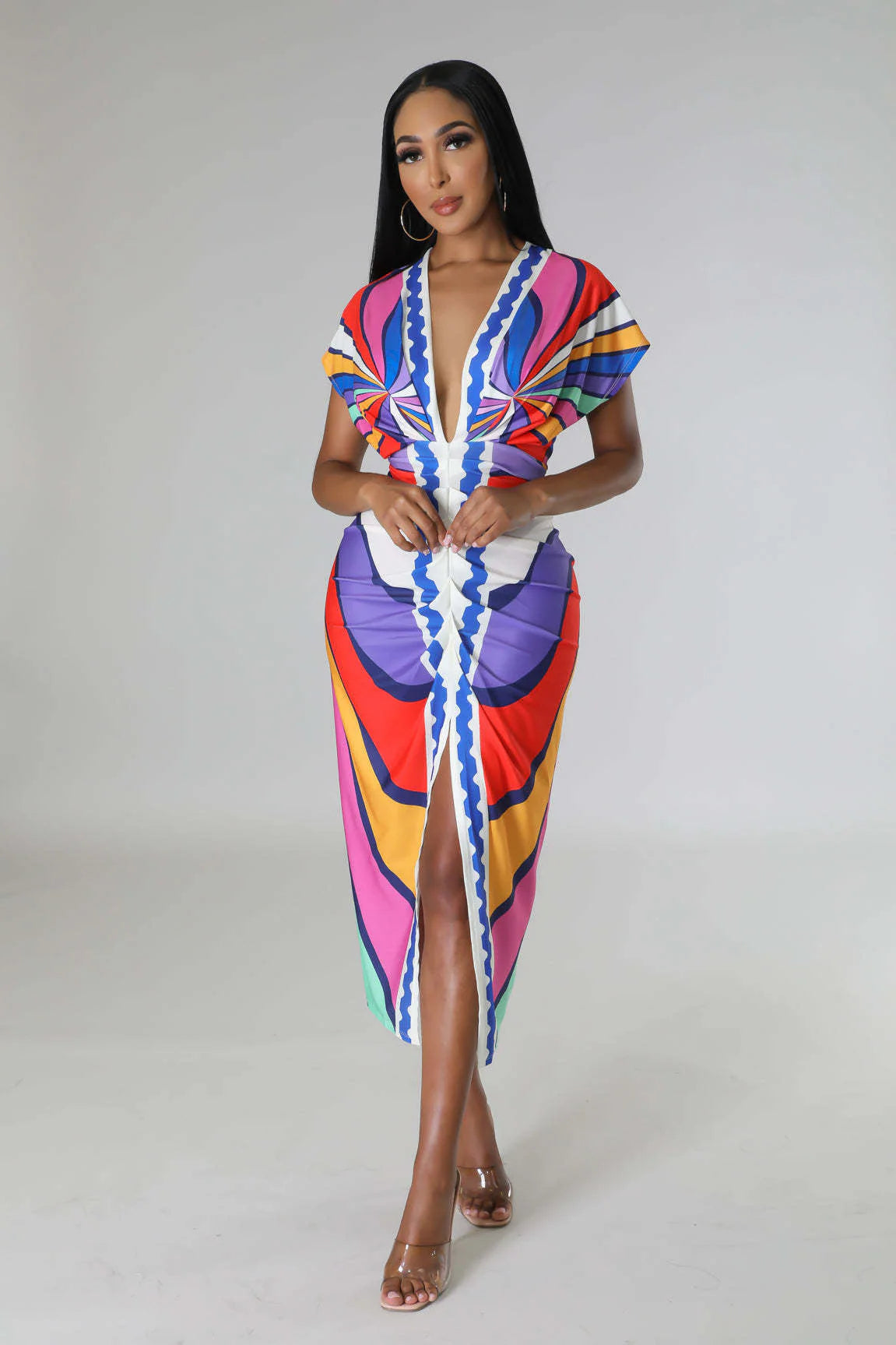 Fina Dam Klänningar Midi Bodycon Blommig Design Hållbart Material 3