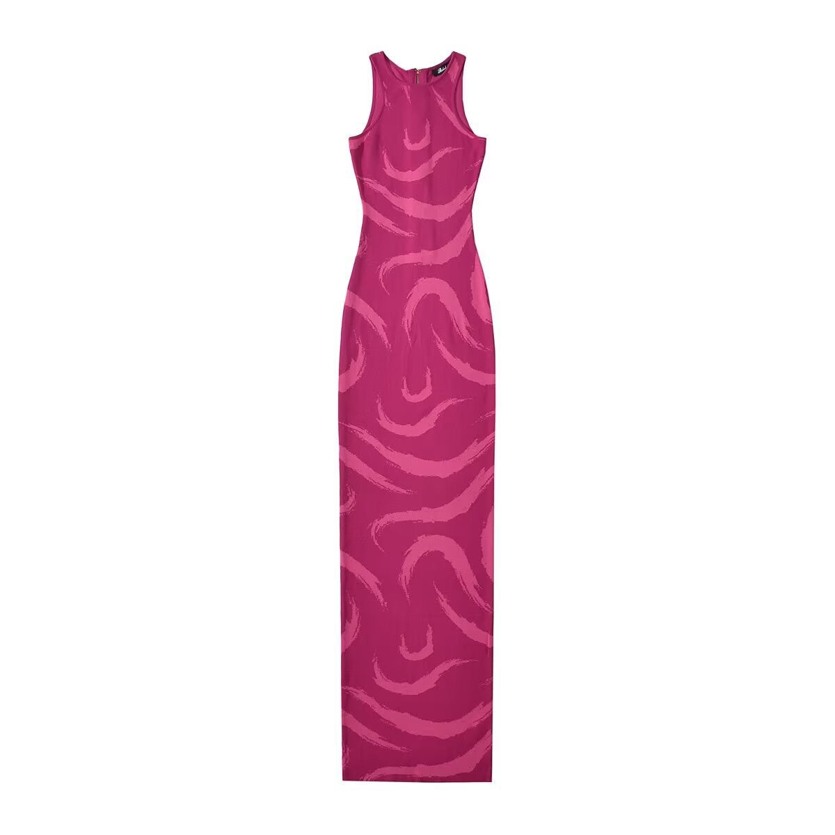 Dam Stickad Klänning Färgblockering Polyester Ärmlös-4