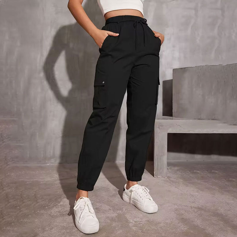 Damlastbyxor Loose Fit Hållbart Tyg med Elastiskt Midjeband och Sidfickor 3