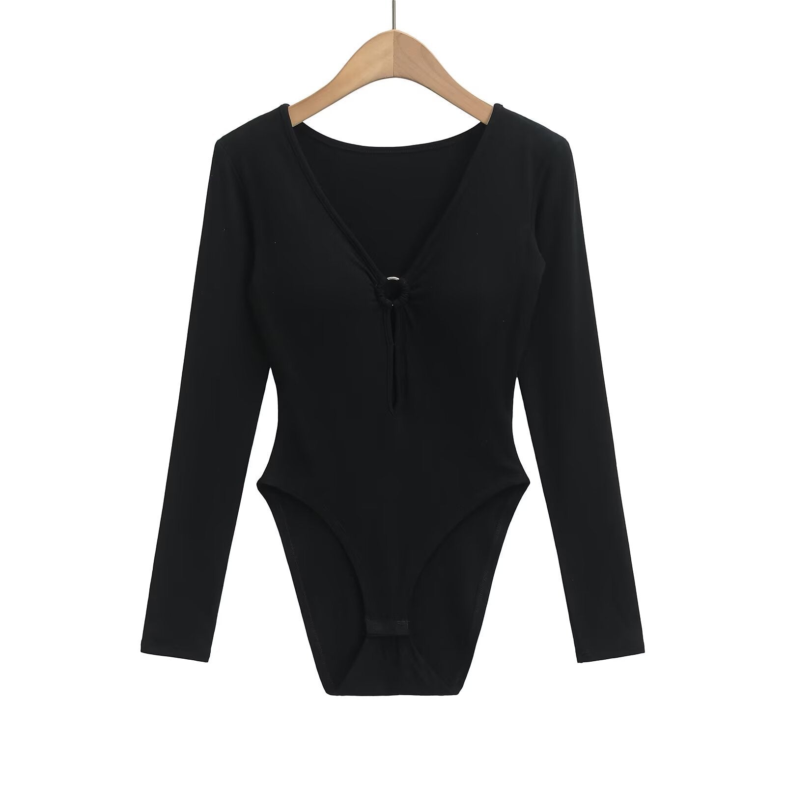 Kvinnor Bodysuit Långärmad V-ringning Mjuk Blandning 7
