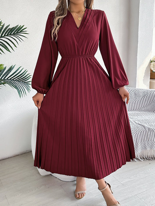 Kvinnor Lång Kjol A-Linje Chiffon med V-Hals-1
