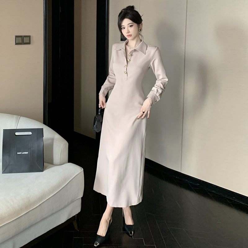 Variant image for Dam Midiklänning Retro Stil Lång Ärmar Högkvalitativt Tyg-4