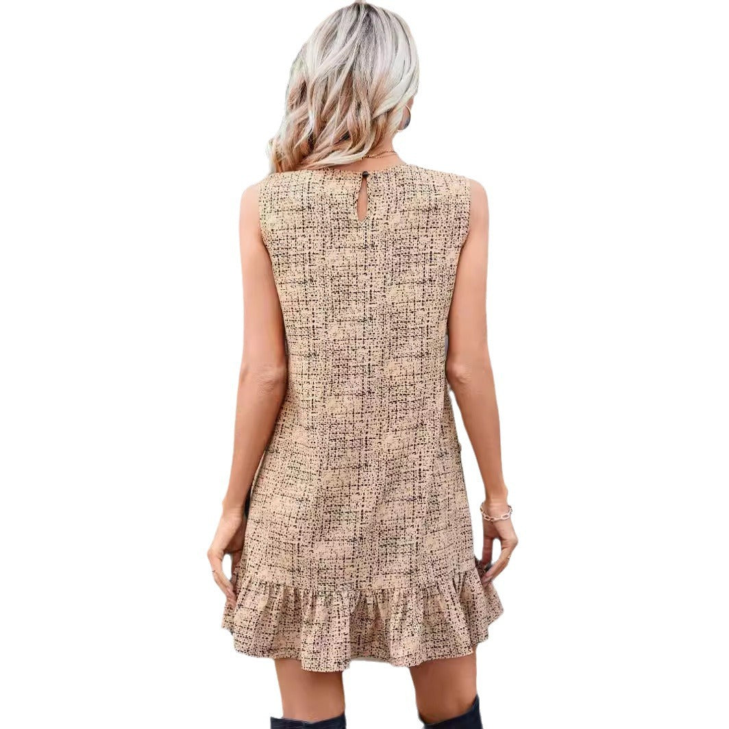 Kvinnors Midi Klänning Ärmlös A-linjeformad Polyester-6