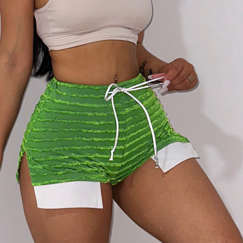Kvinnors Shorts med Fransad Design och Andningsbart Material – Elastiskt Midjeband, Perfekta för Sommaraktiviteter 10