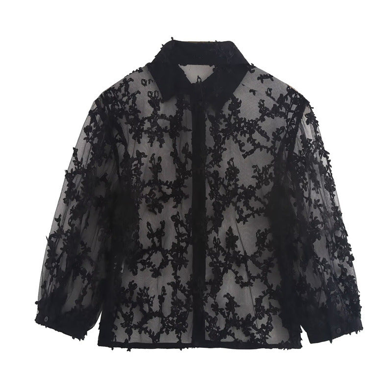 Variant image for Dam Skjorta Geometrisk Mönster Långärmad Kvalitativt Tyg-5