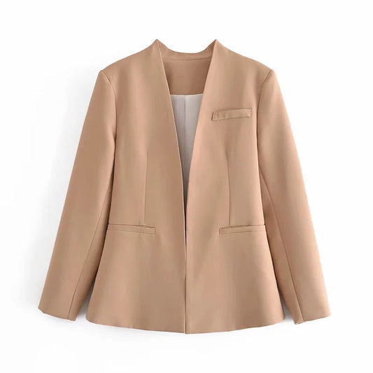 Dam Blazerjacka LĂ„ng Ărmar Polyester EnkelfĂ€rgad-1