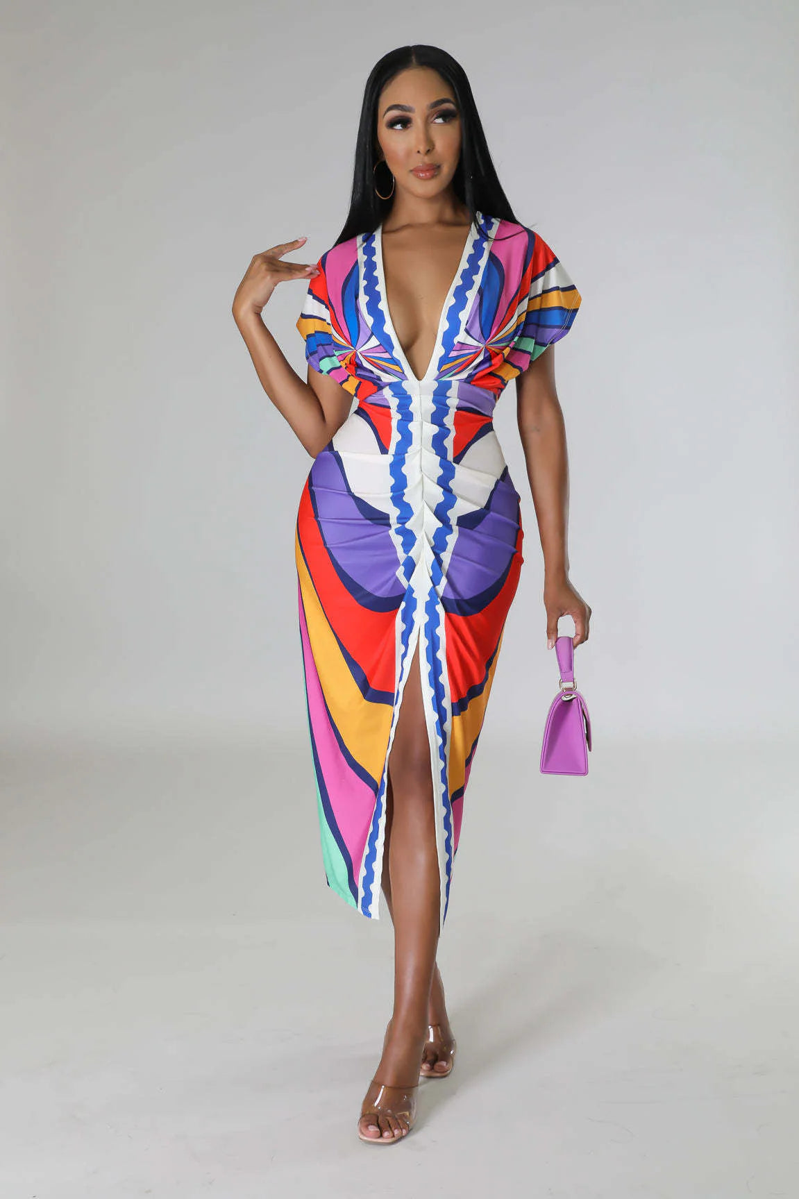 Fina Dam Klänningar Midi Bodycon Blommig Design Hållbart Material 4