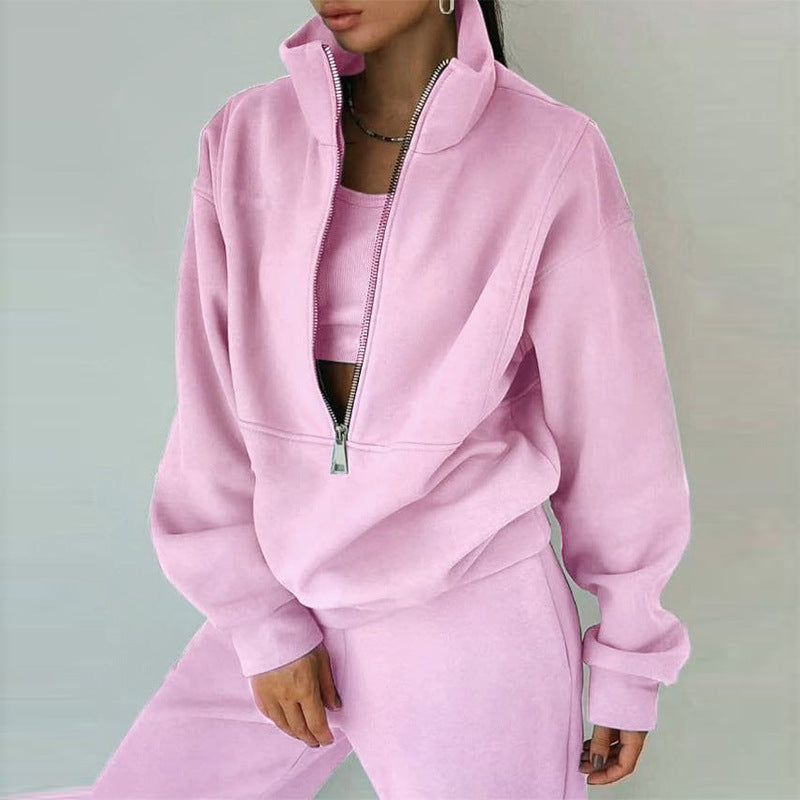 Variant image for Kvinnors Sport Set Fleece med Långa Ärmar och Dragkedja-1