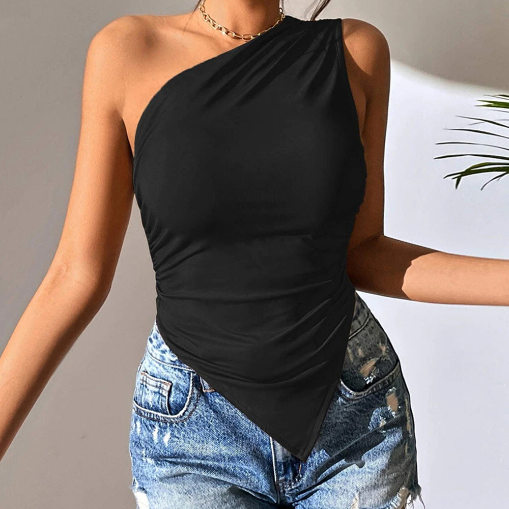 Dam Off-Shoulder Topp Asymmetrisk Bomull-5
