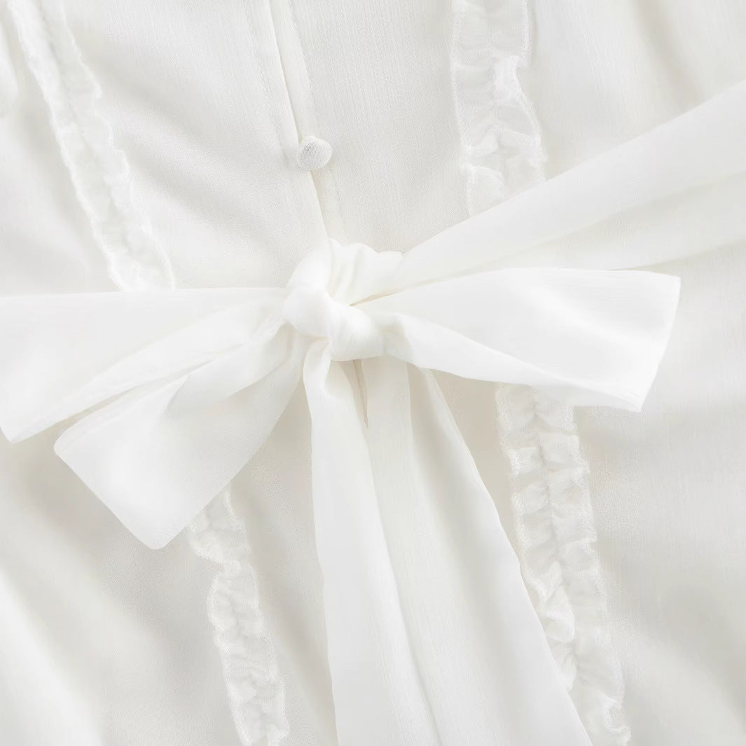 Dam A-Line Kjol V-ringning Volanger Högkvalitativt Tyg-4