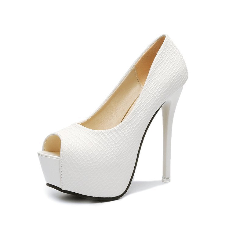 Kvinnor Peep-Toe Pumpar Hög Blockhäl Syntetiskt Läder 8