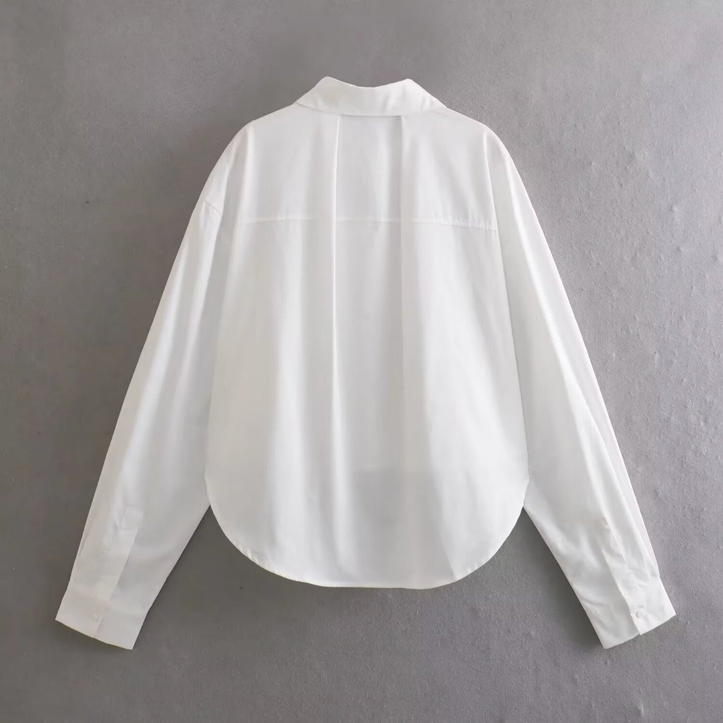 Dam Skjorta Överdimensionerad Enfärgad 100% Bomull-4