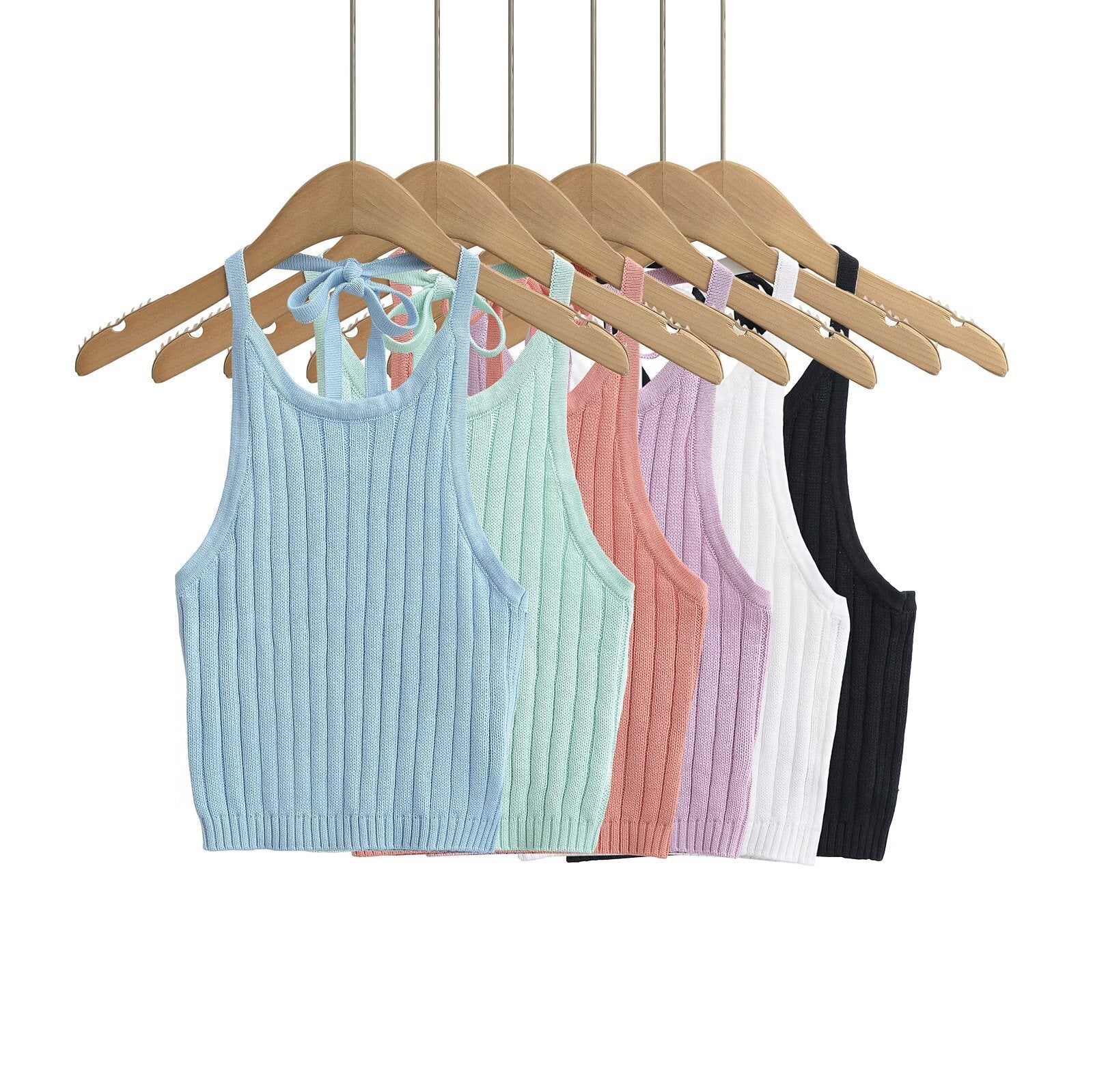 Dam Topp Ärmlös Ribbstickad Lekfull Design 2