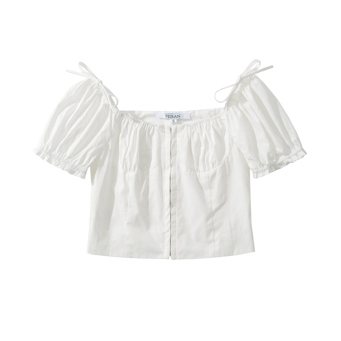 Festtopp Dam med Puffärmar och Wrap-design i Bomull – Elegant och Bekväm för Vardag och Fest 5