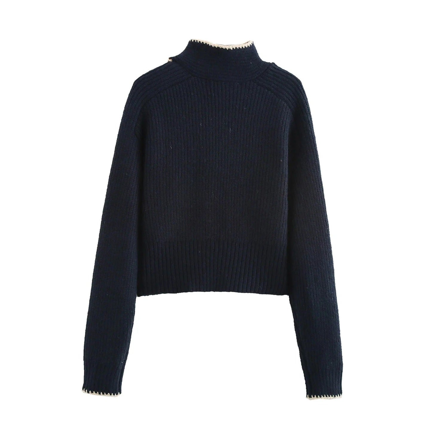 Stickad Tröja i Ullblandning med Ribbstruktur och Dekorativ Detalj för Kvinnor – Mångsidig för Vardag och Fest 2