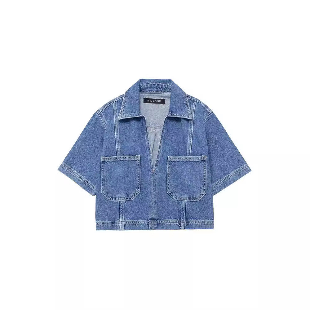 Dam Rock Set Denim Skjorta och Byxor Vintage-Inspirerad-3