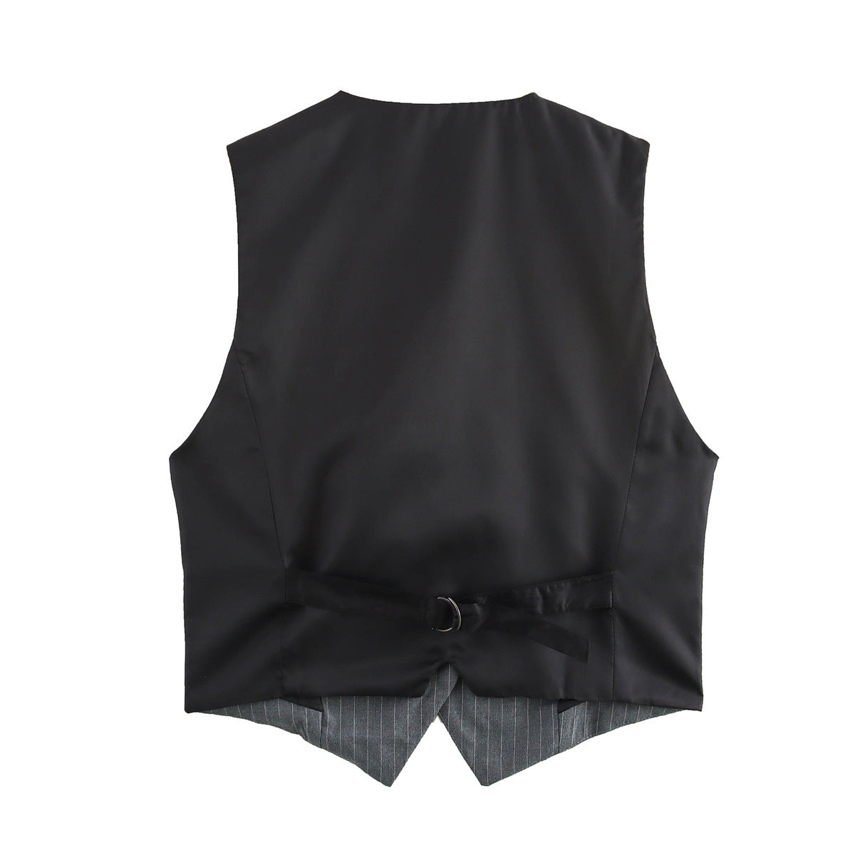 Dam V-ringad Väst med Randiga Ärmar i Polyester-3