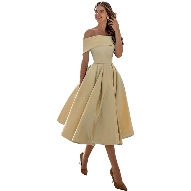 Variant image for Festklänning Dam Elegant Satin Avslappnad Passform-31