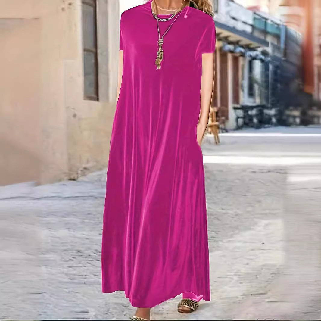 Damklänning A-linje Rund Hals Polyester Långärmad Elegant-2