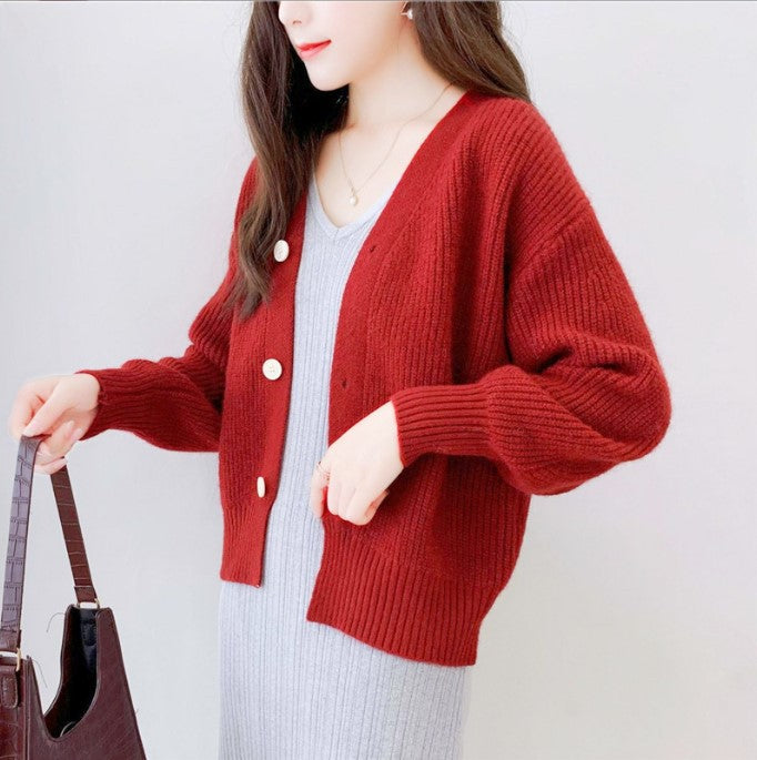 Kvinnors Långärmad Cardigan V-ringning Polyester 5