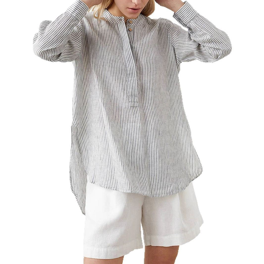 Variant image for Herrskjorta Halvöppen Randig Bomull Långa Ärmar-1