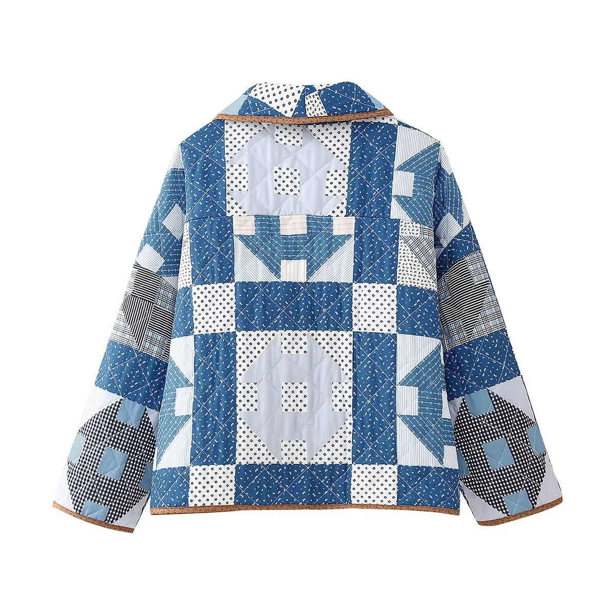 Dam Quiltad Jacka Lapptäcksmönster Polyester Bomull 4