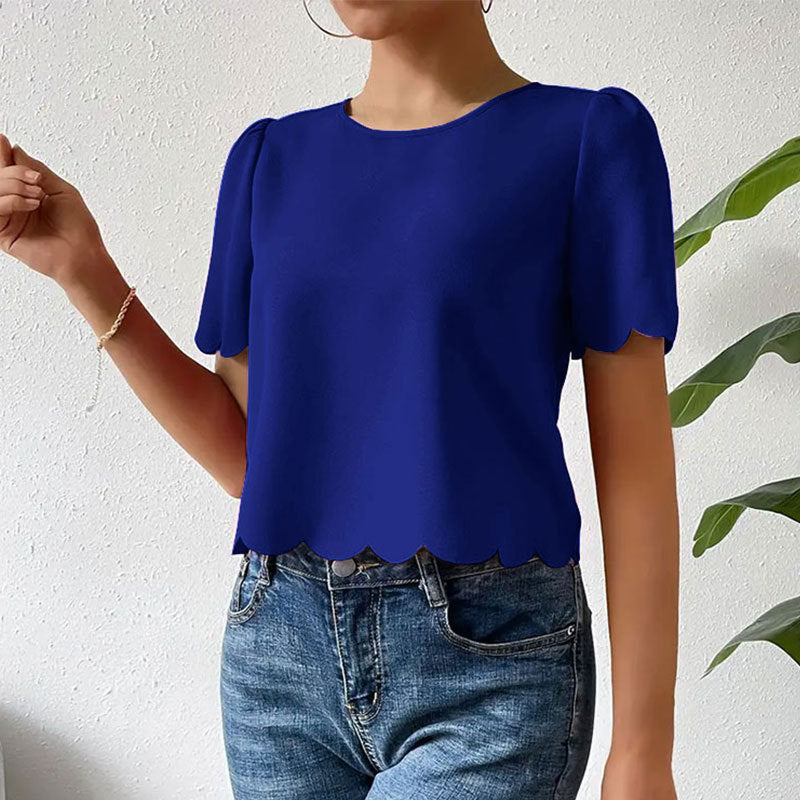 Kvinnors Topp Vågmönster Luftiga Ärmar Lätt Material 3